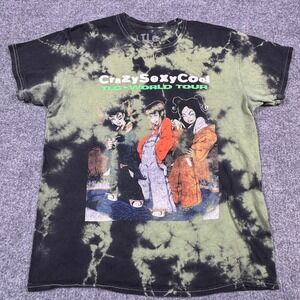 TLC CrazySexyCool World Tour Tie Dye Graphic T-Shirt Green Black Medium